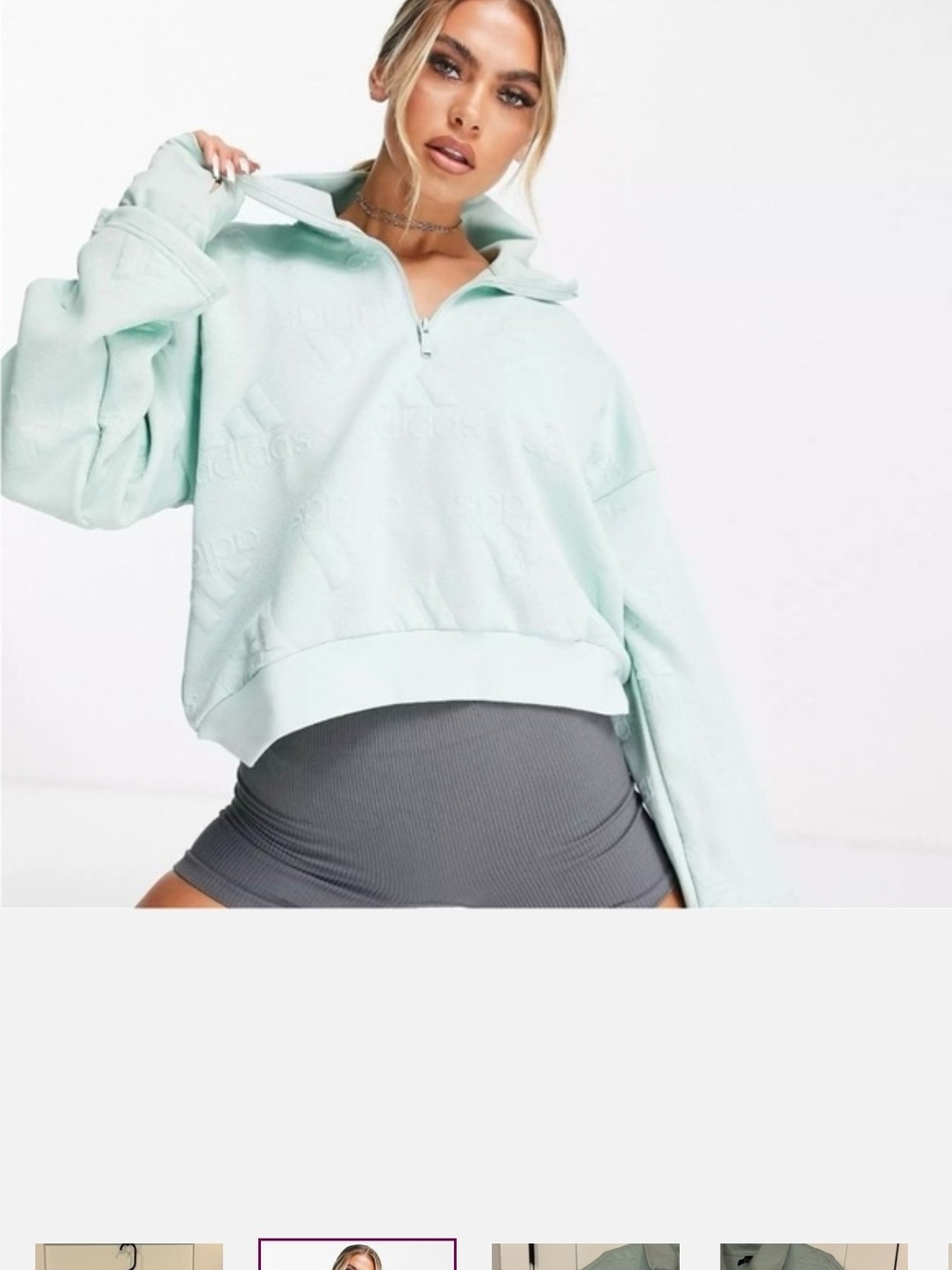 Adidas by Stella McCartney Mint Green Quarter-Zip Hoodie Brand New Never Worn
